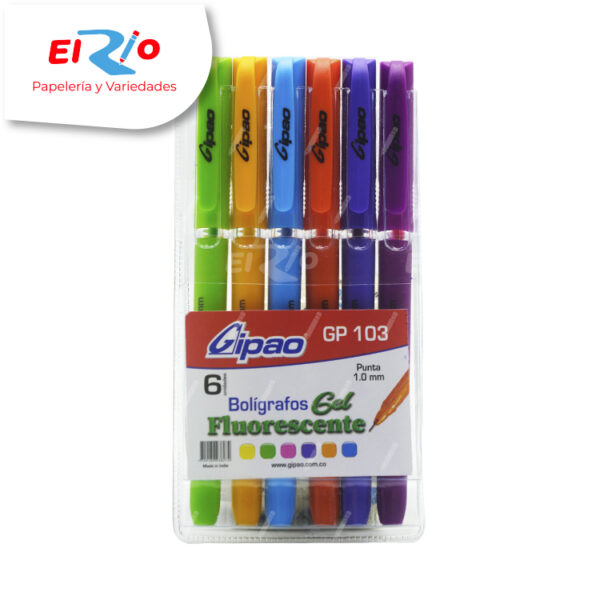LAPICERO GIPAO GEL FLUORESCENTE 0.1MM X6 GP-103
