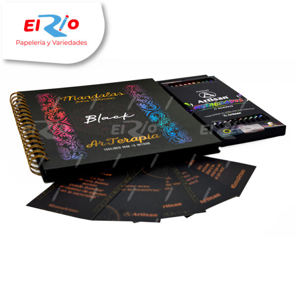 LIBRO CAJA MANDALAS BLACK+COLOR X12 TRAZOS - Imagen 2