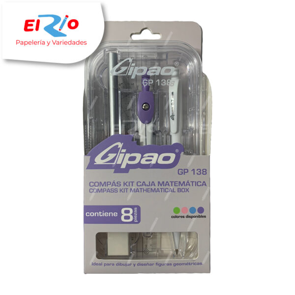 COMPAS KIT CAJA MATEMATICA GIPAO GP-138 X8 PCS - Imagen 2