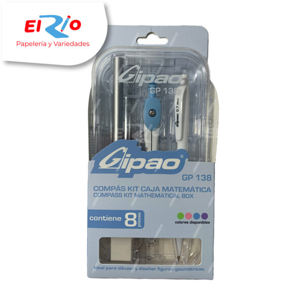 COMPAS KIT CAJA MATEMATICA GIPAO GP-138 X8 PCS