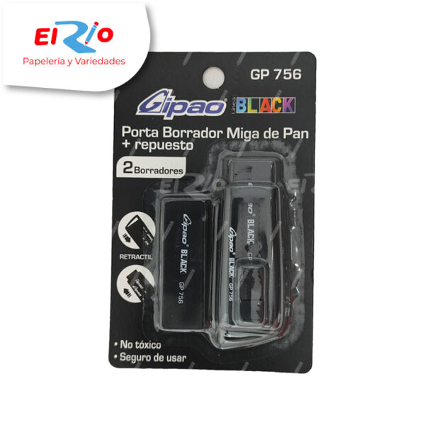 PORTA BORRADOR+REPUESTO GIPAO BLACK GP-756