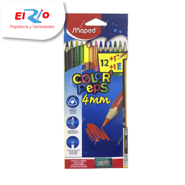 COLOR MAPED PEPS WOOD X12 4MM LAPIZ+ SACAPUNTA