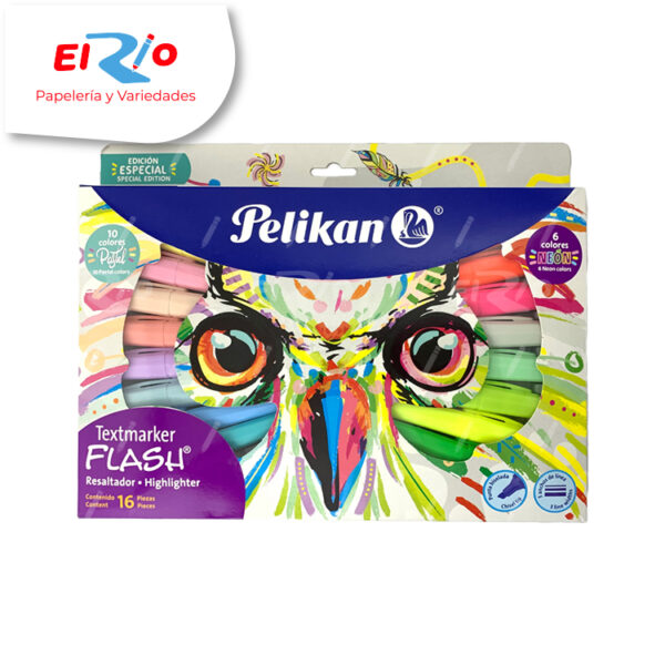 RESALTADOR PELIKAN FLASH BUHO 10PASTEL+ 6 NEON