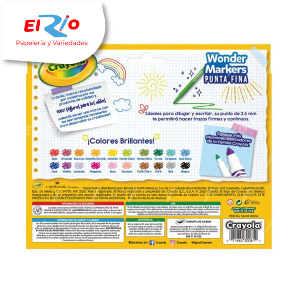 PLUMON CRAYOLA WONDER MARKERS P.FINA X20 UND REF:580081M000 - Imagen 2