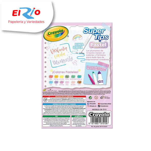 PLUMON CRAYOLA SUPERTIPS X12 UND PASTEL P.CONICA REF:58-7515 - Imagen 2